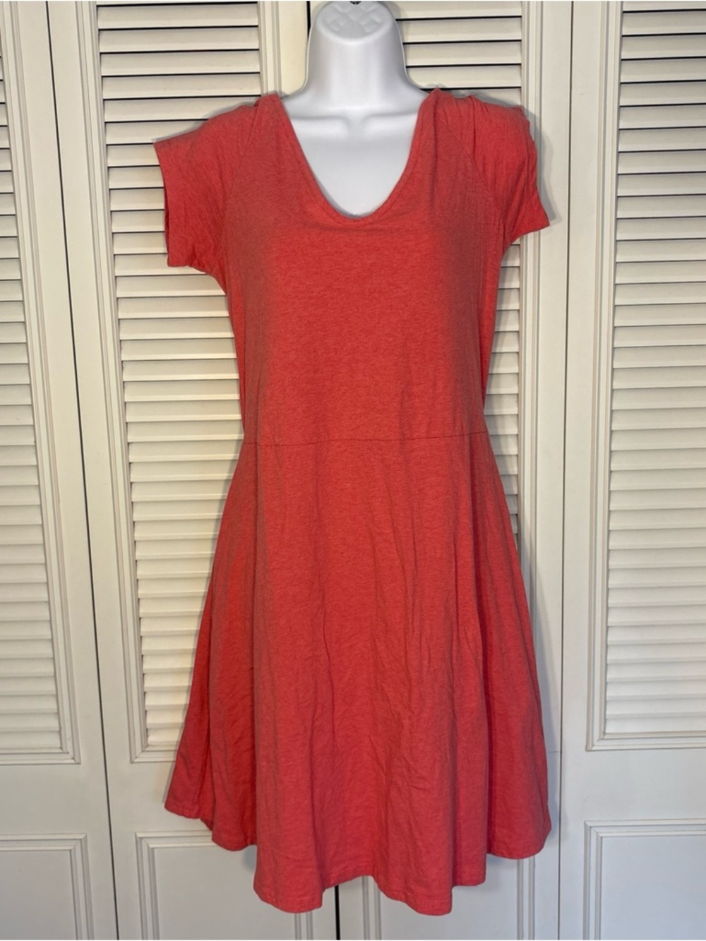 Pact Women Dress Organic Cotton Sz XL Coral Salmon Cross back pockets Summer